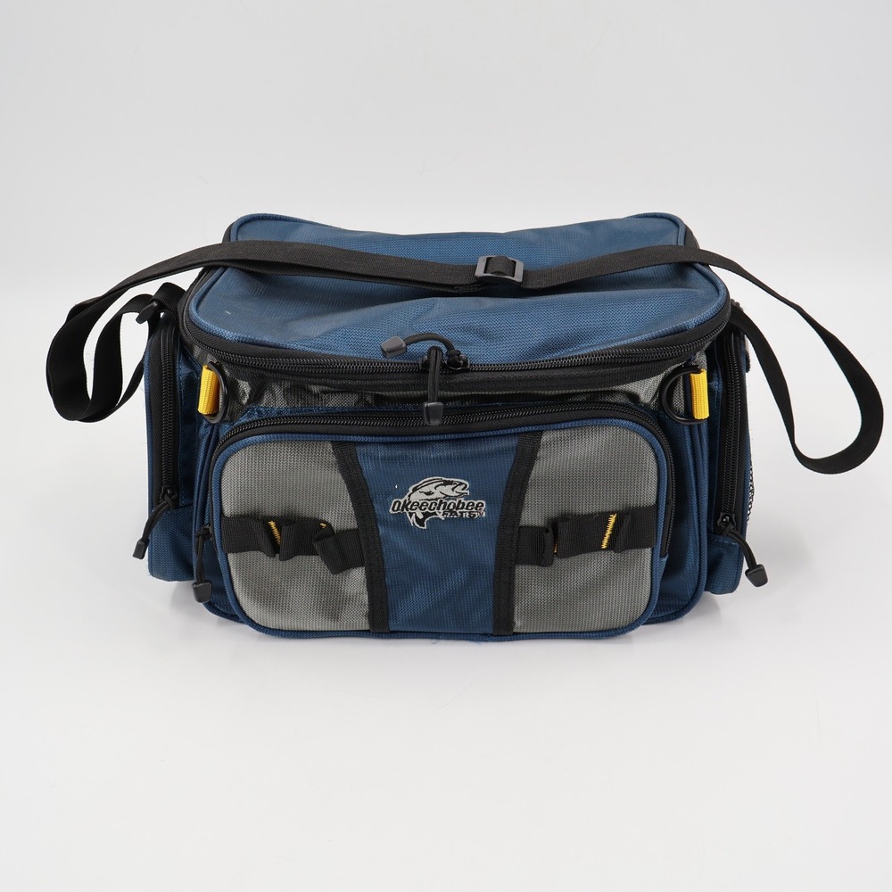 Okeechobee Fats Tackle Bag Medium Blue Gray Multi-Pocket Fishing Organizer